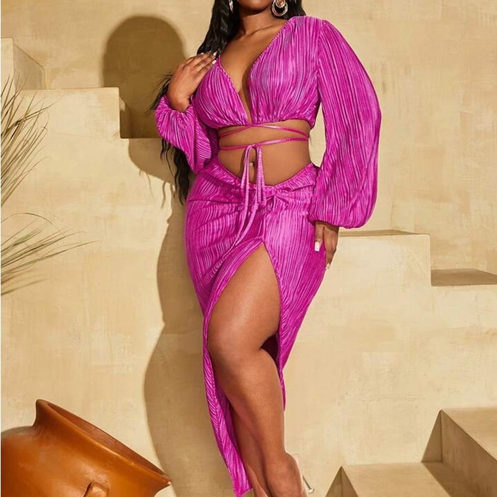 Elegant Pink Women's Skirt Set